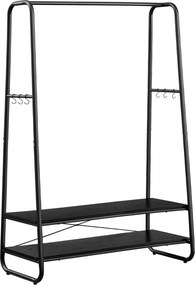 Vešiak na oblečenie, s 2 policami a 6 háčikmi, 45 x 100 x 160 cm, čierny