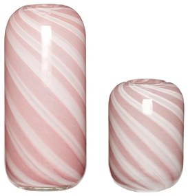 Súprava 2 ružovo-bielych sklenených váz Hübsch Candy