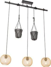 Priemyselné závesné svietidlo zlaté 3-žiarovkové - Flor