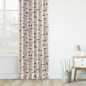 Goldea detský bavlnený záves - nákladné autá a bagre na béžovom 180x150 cm