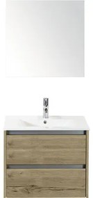 Kúpeľňový nábytkový set Sanox Dante farba čela dub prírodný ŠxVxH 61 x 170 x 46 cm s keramickým umývadlom a zrkadlom