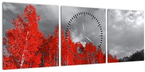 Obraz - Stromy vo farbe jesene (s hodinami) (90x30 cm)