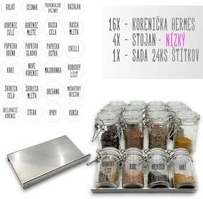 Orion Sada 16ks koreničiek HERMES 100ml + 4ks organizér na koreničky VASKY - NEREZ (nízky) + sada 24ks štítkov