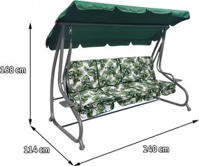 RAMIZ Veľká záhradná hojdačka so strieškou a vankúšmi 2x1 listy