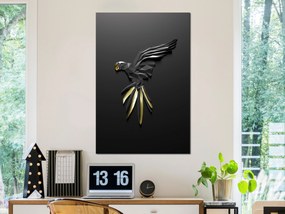 Artgeist Obraz - Black Parrot (1 Part) Vertical Veľkosť: 40x60, Verzia: Premium Print