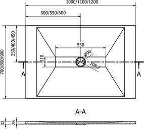 Mexen Toro, SMC obdĺžniková sprchová vanička 100 x 80 cm, biela, 43108010