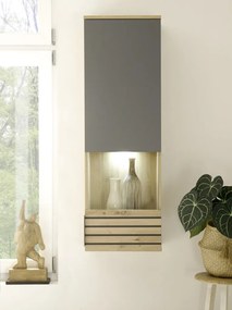 Obývacia stena Milan, dub artisan/sivá, s osvetlením