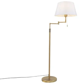 Stojaca lampa bronzová s bielym tienidlom a nastaviteľným ramenom - Ladas Deluxe