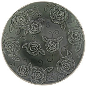 Čierny ozdobný tanier Antic Line Roses, ⌀ 25,5 cm