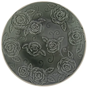 Čierny ozdobný tanier Antic Line Roses, ⌀ 25,5 cm