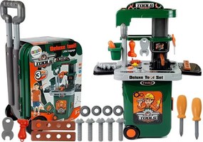 LEAN Toys Sada náradia v kufríku na kolieskach, dielňa, píla, skrutkovač