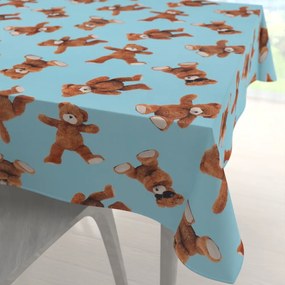 Biante Detský bavlnený štvorcový obrus Sandra SA-724 Plyšové medvedíky na modrom 150x150 cm