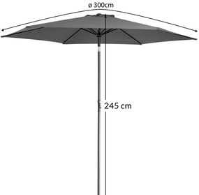 InternetovaZahrada Záhradný slnečník Ø300 cm - antracit