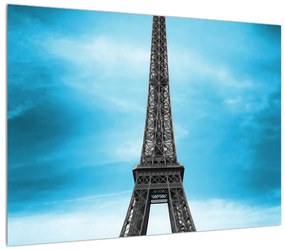 Obraz Eiffelovej veže a modrého auta (70x50 cm)