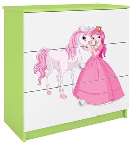 Detská komoda Babydreams zelená – Princezná 2