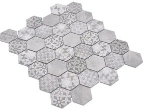 Keramická mozaika HX Curio G šesťuholník curio 32,5x28,1 cm sivá