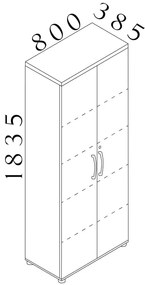Vysoká skriňa Visio LUX 80 x 38,5 x 183,5 cm, dub