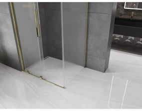 Mexen Velar, sprchový kút s posuvnými dverami 130 x 85 cm, 8mm sklo námraza, zlatá lesklá, 871-130-085-31-50