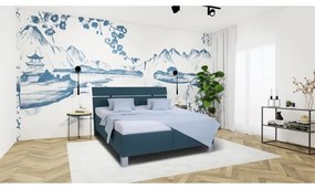 Čalúnená posteľ s matracom a úložným priestorom ALIS 180x200 cm petrolejová