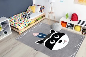 styldomova Detský sivý koberec PETIT medvedík čistotný