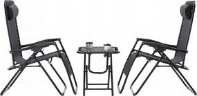 GARDEN LINE Súprava 2 záhradných stoličiek so stolom "Combo Set" v čiernej farbe LEZ7550