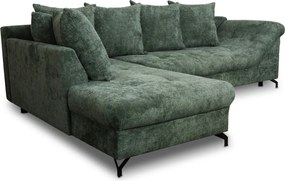 Rohová sedačka Kati, šedo-zelená látka, ľavý roh