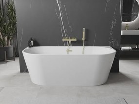 Mexen Oval, voľne stojaca nástenná vaňa 170 x 80 cm, biela, zlatý lesklý prepad, 52671708000-50