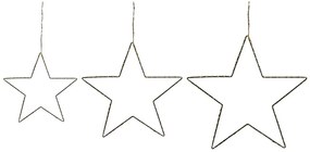 Sada 3 závesných vianočných hviezd s LED osvetlením strieborná KUNNARI Beliani