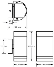 Vonkajšie nástenné svietidlo KORTEK 2xGU10/30W/230V IP44 čierna