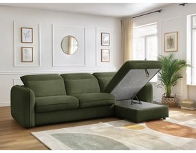 Zelená rozkladacia rohová pohovka (variabilná) Achille – Bobochic Paris