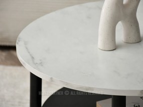Konferenčný stolík Randolf S (biely mramor + čierna). Akcia -12%. Vlastná spoľahlivá doprava až k Vám domov. 1111690