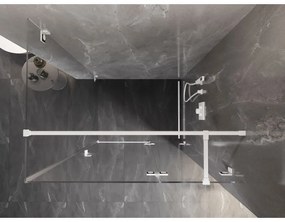Mexen Lunar T, sklopný pravý sprchový kút 140 x 80 cm, 8mm číre sklo, biely profil, 834T-140-080-20-00-P