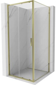 Mexen Exo, posuvný sprchový kút 90 x 90 cm, číre sklo, zlatá, 8151-090-090-50-00