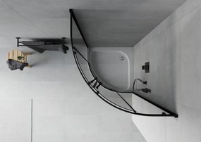 Mexen Rio polkruhový sprchovací kút 80 x 80 cm, grafitový, čierny + vanička, biela - 863-080-080-70-40-4710