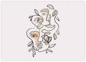 Obraz - Line art tváre (70x50 cm)