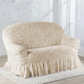 Napínacie poťahy s volánom FIORELA béžová kreslo (š. 60 - 110 cm)