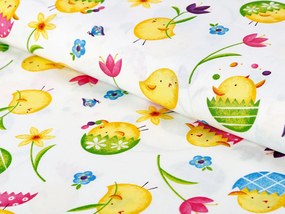 Biante Detské bavlnené posteľné obliečky Sandra SA-074 Žlté kuriatka Predĺžené 140x220 a 70x90 cm