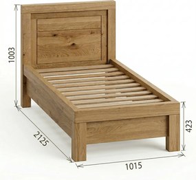 Moderná dubová jednolôžková posteľ z masívu BA, 80/90 x 200 cm 90 cm