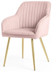 Sada dvoch jedálenských stoličiek FLORENCE zamatové, ružové / zlaté nohy (2 ks)