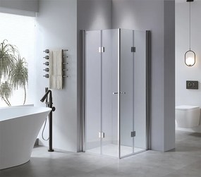 BPS-koupelny Štvorcový sprchový kút HYD-SK1290C 100x100 chróm/transparent + vanička HYD-SSV-ST06A čierna