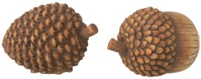 Set 2ks hnedá antik dekorácia šiška a žaluď - 15*10*9 cm
