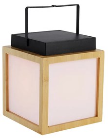 Bambusová stolná lampa s efektom plameňa vrátane LED IP44 solárne nabíjateľná - Vega