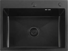 Rea Liam, oceľový kuchynský drez 530x450x200mm + sifón, čierna matná, ZLE-06008