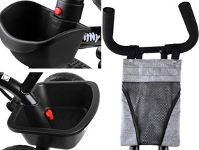 Detská trojkolka Tiny Bike 3 v 1 so strieškou, otočná SP0650 sivá