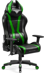 Herné kreslo z eko-kože Normal Size, čierny-zelený: Diablo X-Horn 2.0
