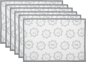6ks textilný obrúsok so psíkmi Lovely Grey Dogs - 48*33 cm