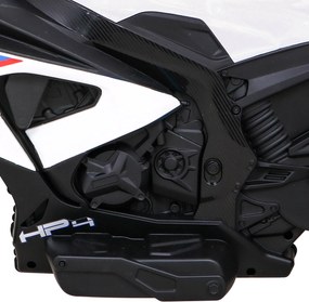 Ramiz BMW HP4 Detský motocykel na batérie biely + 3 kolieska + LED + MP3 USB + ekokoža