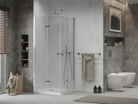 Mexen Lima Duo skladací sprchový kút 90 x 90 cm, transparentný, chróm + sprchová vanička Flat - 856-090-090-01-02-4010