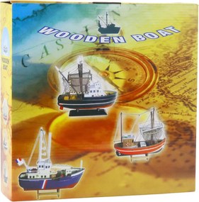 LEAN Toys Zberateľský dekoratívny model rybárskej lode červený 30x26 cm