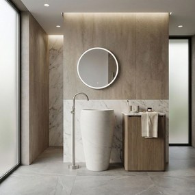 Rea Lungo, voľne stojaca umývadlová batéria, brúsená oceľ, REA-B4305